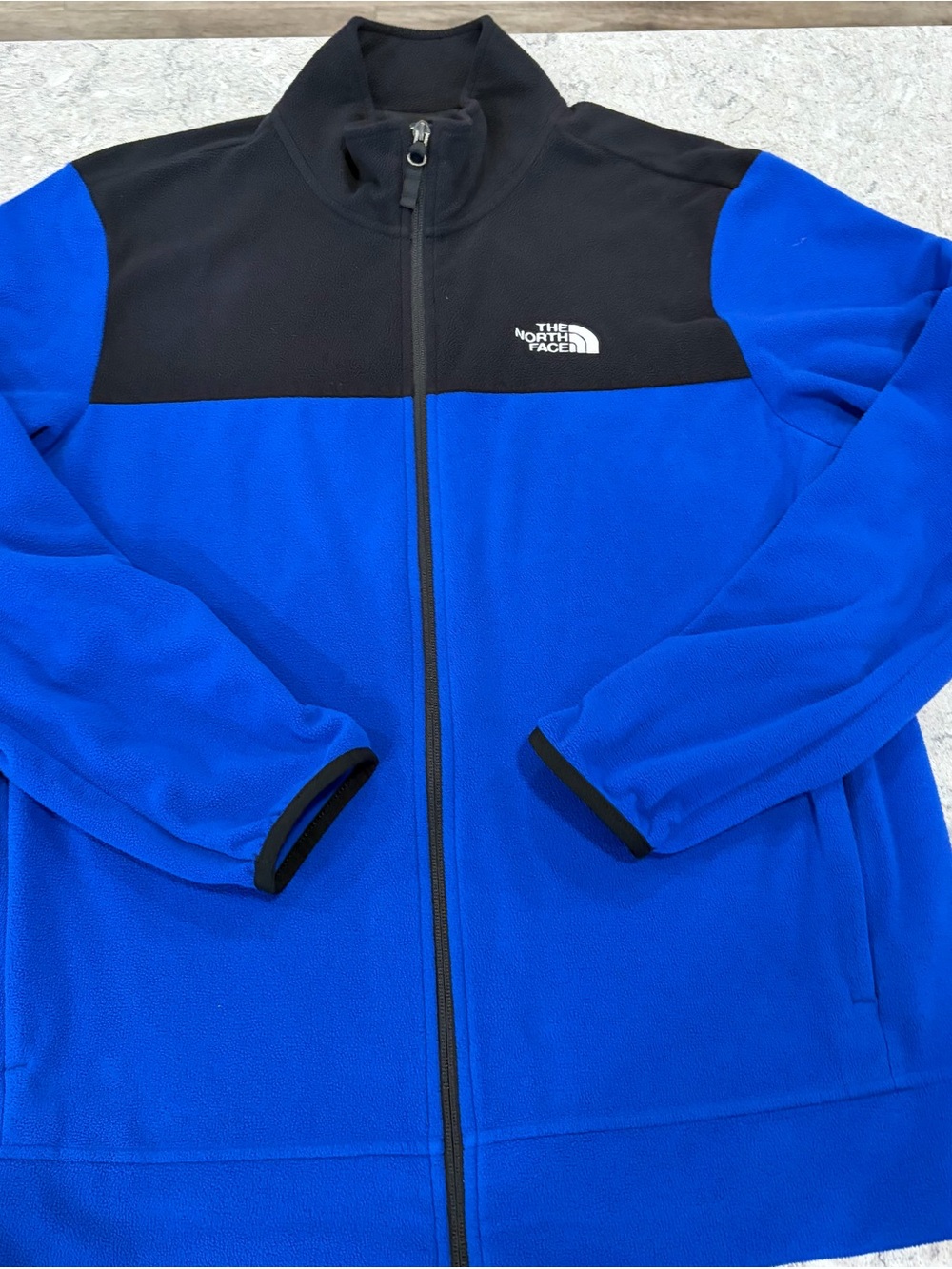 The North Face Men's Anchor Blue and Black Full-Zip Fleece Jacket-Large